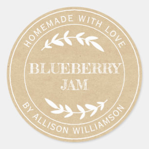 Sticker Rond Confiture de Myrtille Maison Rustique Papier Kraft