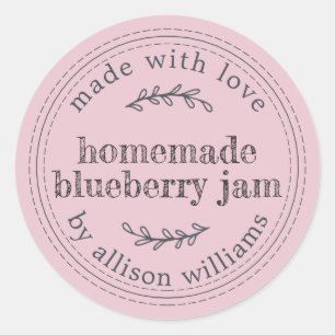Sticker Rond Confiture de Myrtille Maison Rustique Rose