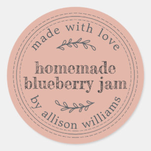 Sticker Rond Confiture de Myrtille Maison Rustique Rose Poussié