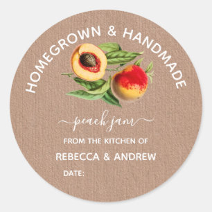 Sticker Rond Confiture de pêche faite maison et artisanale, pap