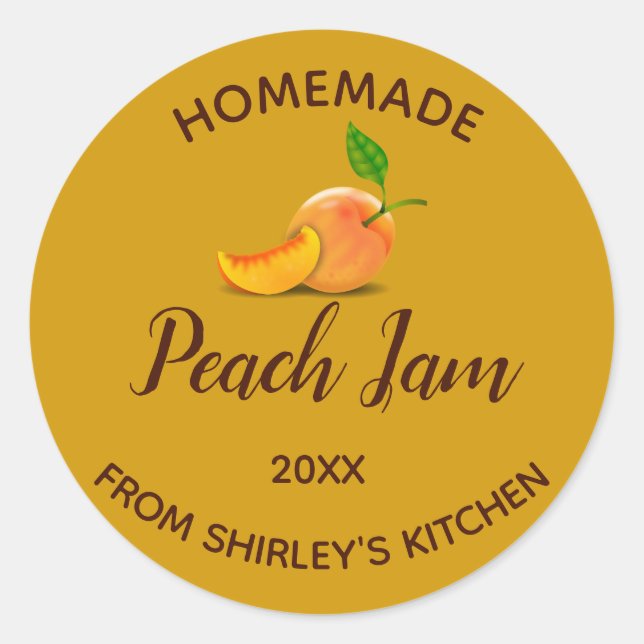 Sticker Rond Confiture de pêche maison modifiable (Devant)