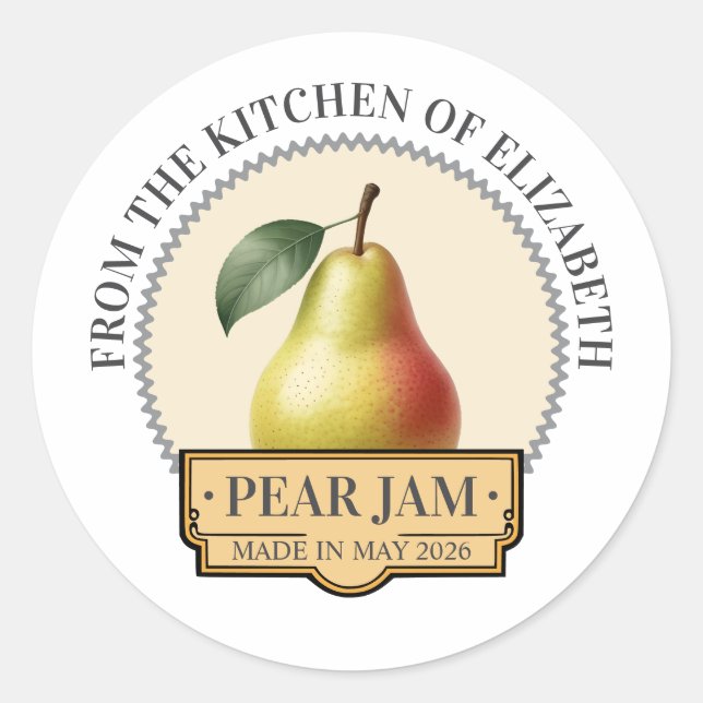 Sticker Rond Confiture de poire (Devant)
