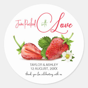 Sticker Rond Confiture emballée avec de l'amour fraise MARIAG