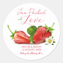 Sticker Rond Confiture emballée avec de l'amour fraise | MARIAG