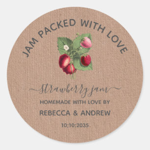 Sticker Rond Confiture empaquetée avec Amour Fraise Conflit Mar