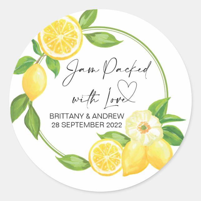 Sticker Rond Confiture Favor De Mariage Emballée De Citrons D'A (Devant)