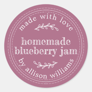 Sticker Rond Confiture Maison Rustique de Mûre Violette
