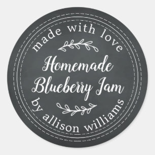 Sticker Rond Confiture Maison Rustique de Myrtille Etiquette po