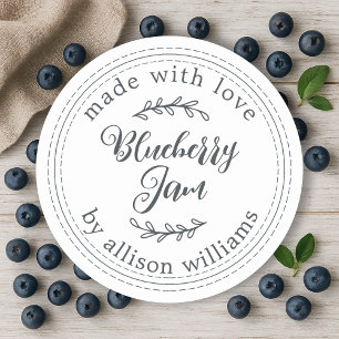 Sticker Rond Confiture Maison Rustique de Myrtille Mise en Pot
