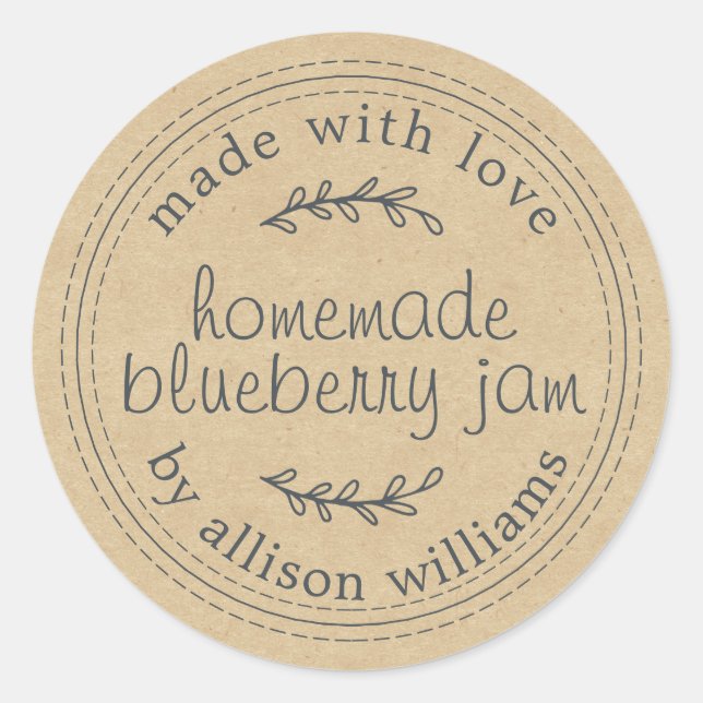 Sticker Rond Confiture Maison Rustique Kraft (Devant)
