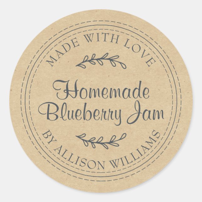 Sticker Rond Confiture Maison Rustique Kraft (Devant)