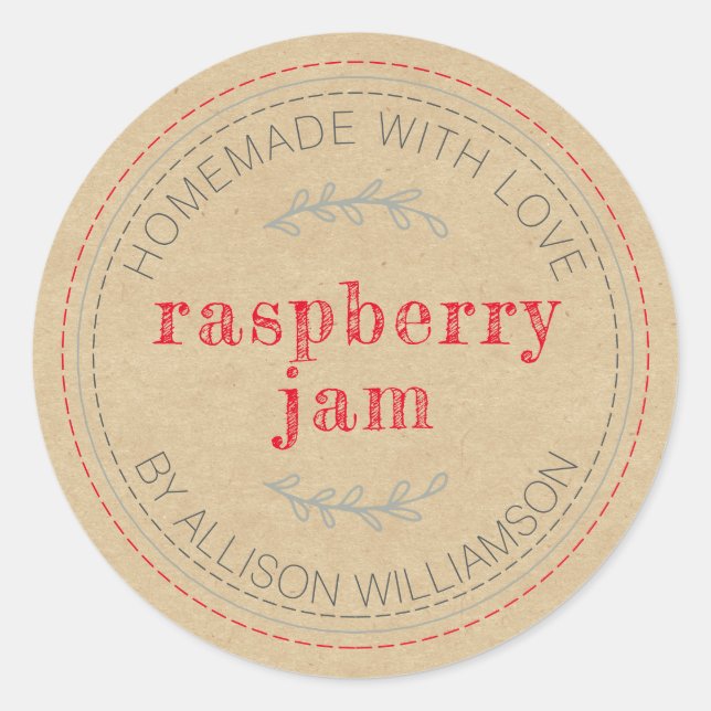 Sticker Rond Confiture Maison Rustique Papier Kraft (Devant)