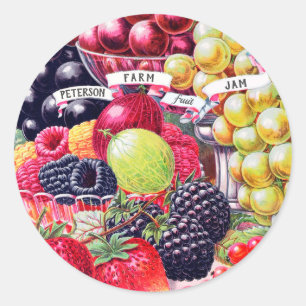 Sticker Rond Confiture vintage de fruits de ferme
