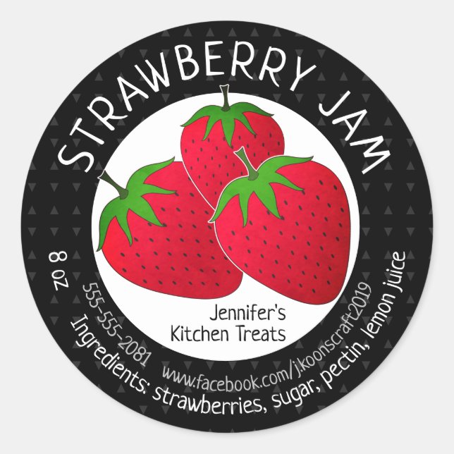 Sticker Rond Confitures à la confiture de fraise sur mesure (Devant)