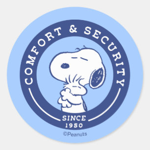 Sticker Rond Confort et sécurité Snoopy & Woodstock Hug