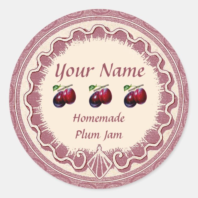 Sticker Rond Confusion de prune Personnaliser rose (Devant)