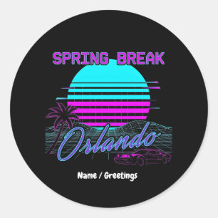 Sticker Rond Congé de printemps 2026 Orlando After Dark Retro S