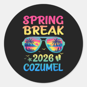 Sticker Rond Congé de printemps Cozumel 2026 Voyage de vacances