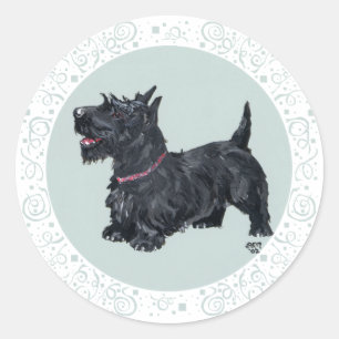 Sticker Rond Congenial Scottie Turquoise
