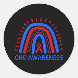 Sticker Rond Congénitale Malformation cardiaque Rainbow Red &am