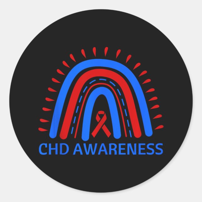 Sticker Rond Congénitale Malformation cardiaque Rainbow Red &am (Devant)