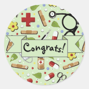 Sticker Rond Congrats de fin d'études en sciences infirmières
