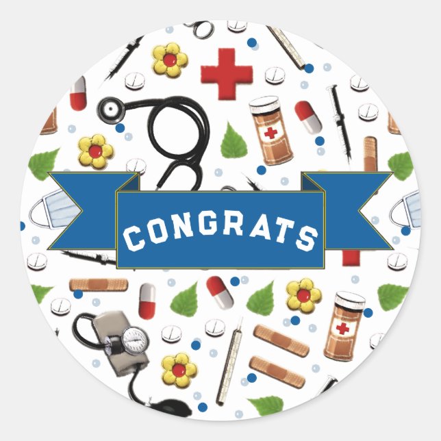 Sticker Rond Congrats de fin d'études en soins infirmiers (Devant)