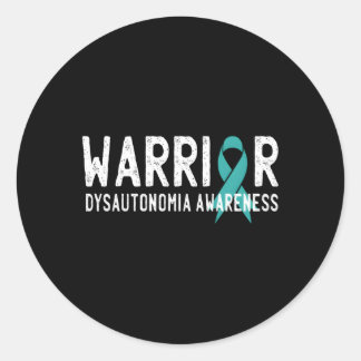 Sticker Rond Connaissance de la dysautonomie guerrière Turquois