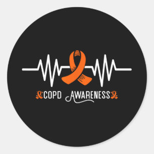 Sticker Rond Connaissance du cuivre Heartbeat Orange Ribbon Cop