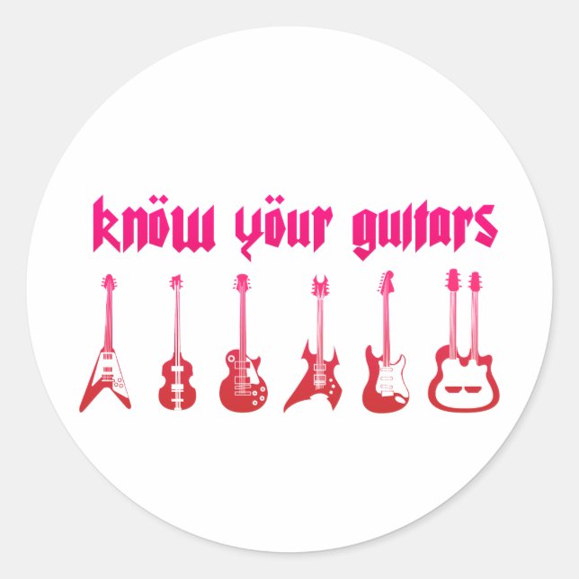Sticker Rond Connaissez votre guitare - Emo Alternative Grunge  (Devant)