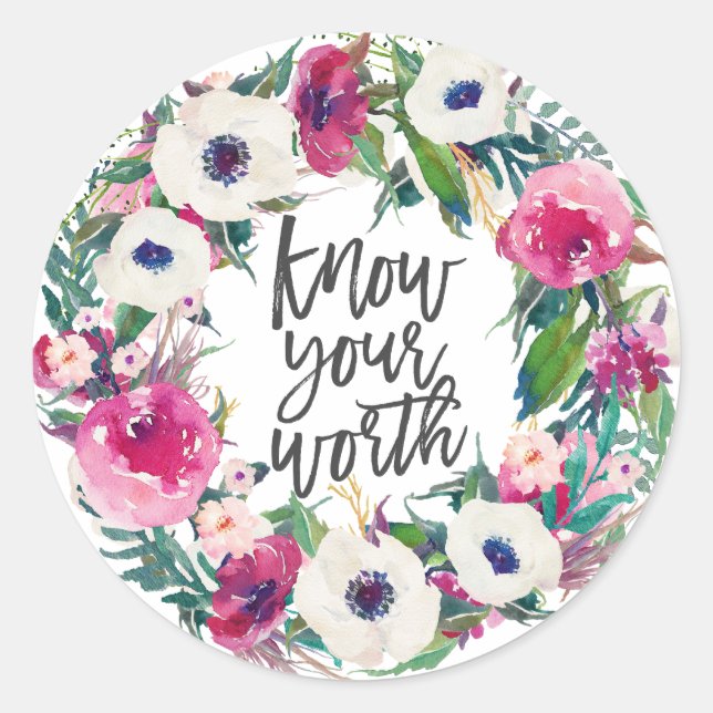 Sticker Rond Connaissez votre valeur, soumission d'affirmation  (Devant)