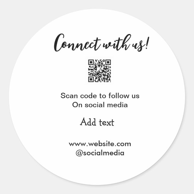 Sticker Rond Connectez-vous avec nous scan QR code ajouter e-ma (Devant)