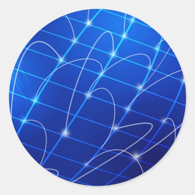 Sticker Rond Connexions réseau bleu et blanc (Devant)