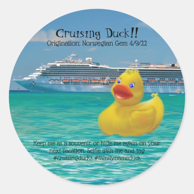 Sticker Rond Conquackulations croisière canard et bateau de cro (Devant)