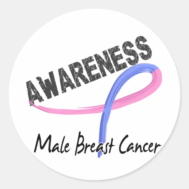 Sticker Rond Conscience masculine 3 de cancer du sein (Devant)