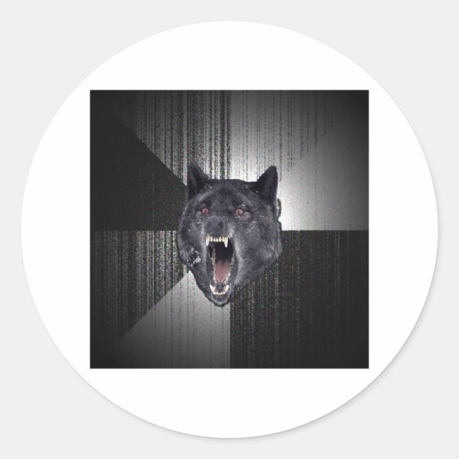 Sticker Rond Conseil de loup de folie Mème animal (Devant)