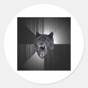 Sticker Rond Conseil de loup de folie Mème animal