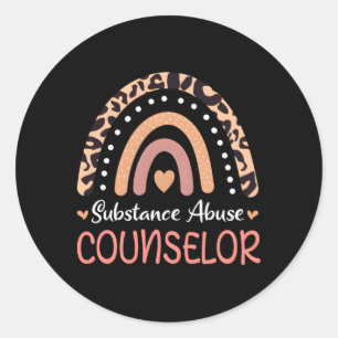 Sticker Rond Conseiller en toxicomanie Leopard Rainbow