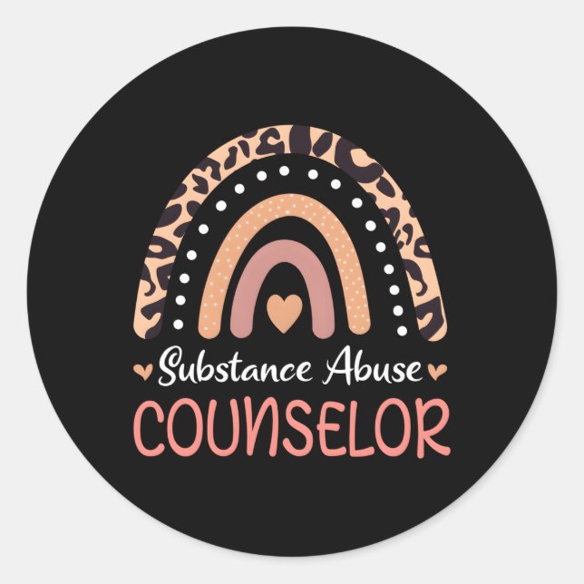 Sticker Rond Conseiller en toxicomanie Leopard Rainbow (Devant)