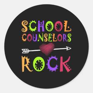 Sticker Rond Conseiller scolaire Rock Heart Book School Counsel