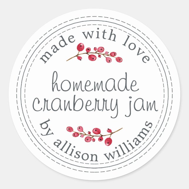 Sticker Rond Conservation de confiture de cranberry faite maiso (Devant)