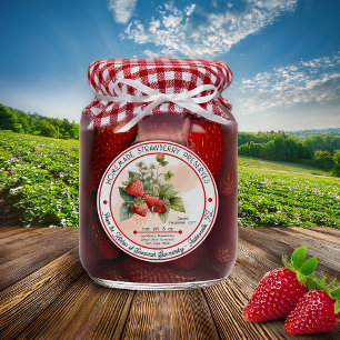 Sticker Rond Conservation de confiture de fraises maison