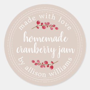 Sticker Rond Conservation de Gelée de Cranberry Maison de Noël