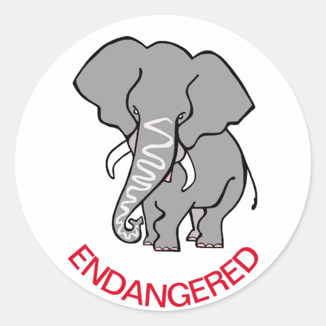 Sticker Rond Conservation ELEPHANT Africain - Sauvez la faune (Devant)