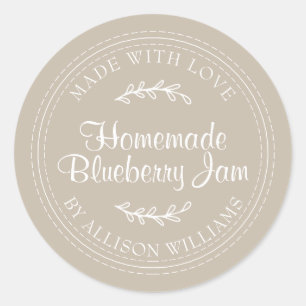 Sticker Rond Conserve de confiture de myrtille maison rustique 