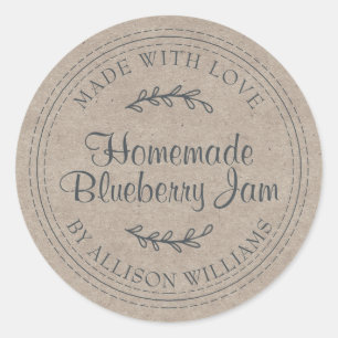 Sticker Rond Conserve de confiture de myrtille maison rustique