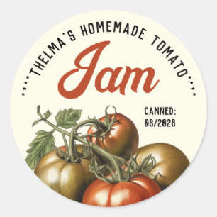 Sticker Rond Conserve de confiture de tomate maison personnalis