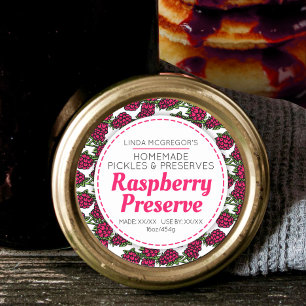 Sticker Rond Conserver de framboise confiture rouge rond étique