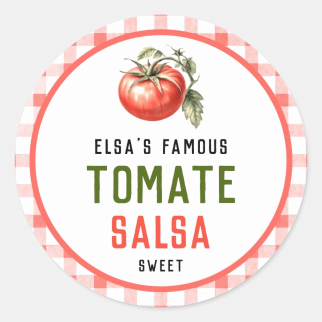 Sticker Rond Conserver de la salsa de tomate avec look de ferme (Devant)