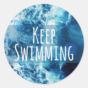 Sticker Rond Conserver la nage Ocean Motivation